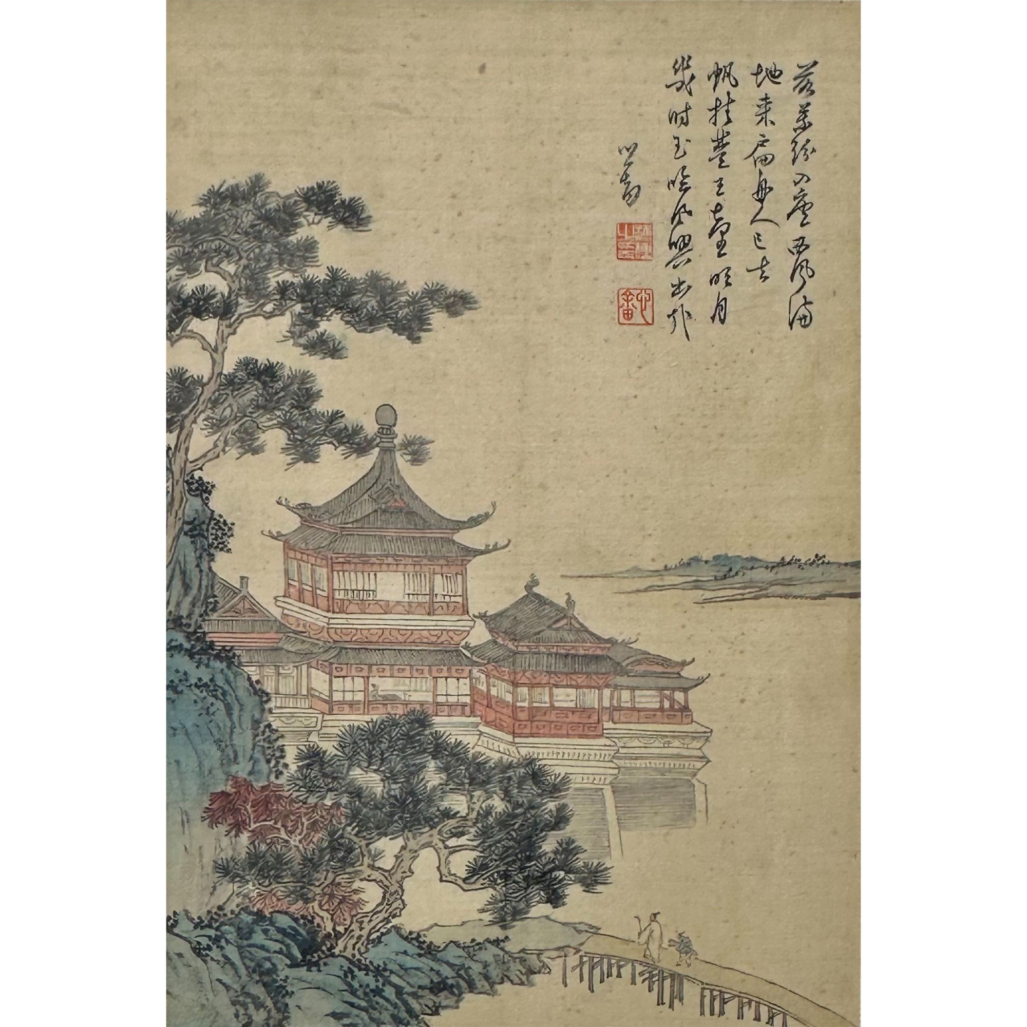 溥儒 溪台秋叶 绢本