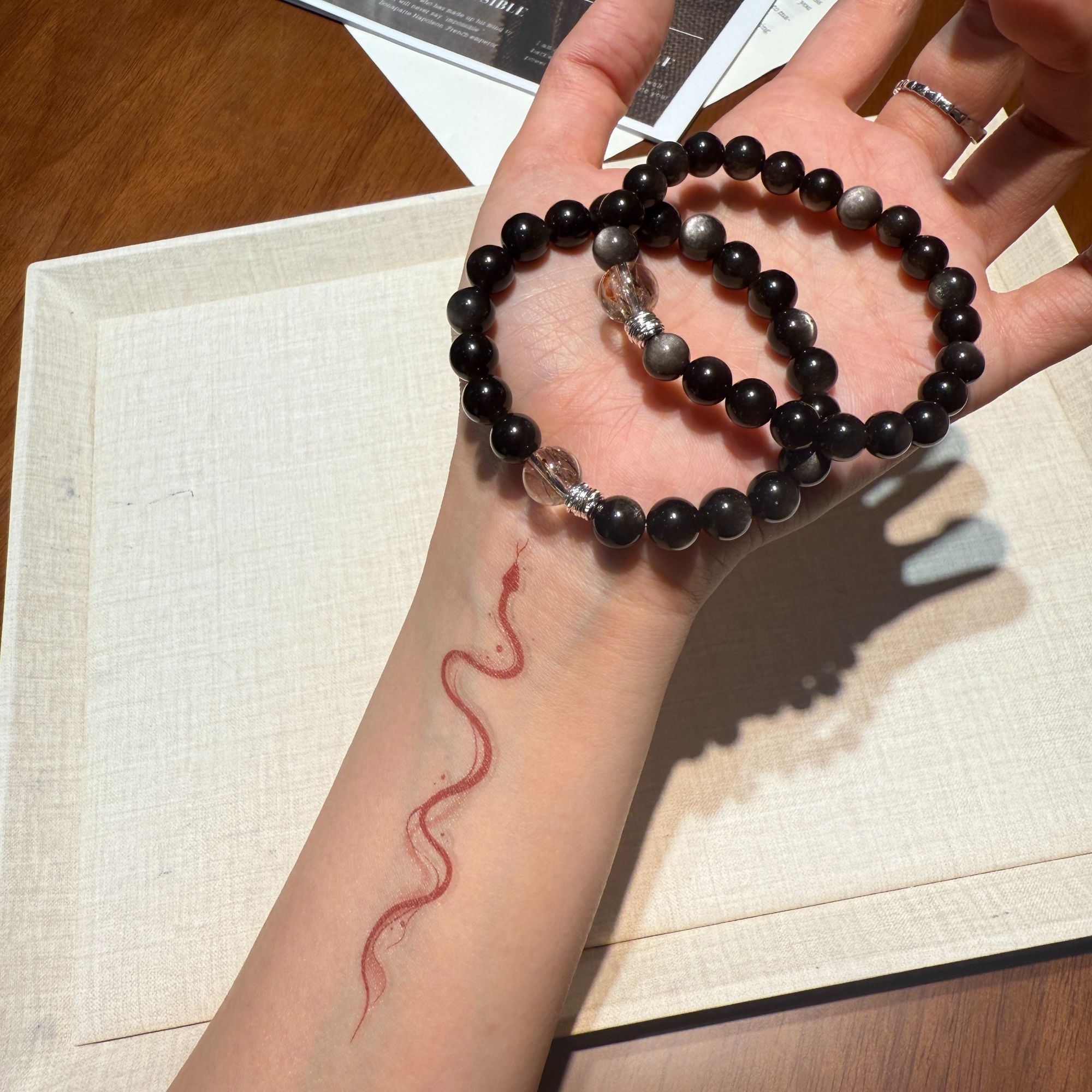 BEREAL彼悦【黑武士】顶珠黑金超&银曜手串——多样性发其一水晶