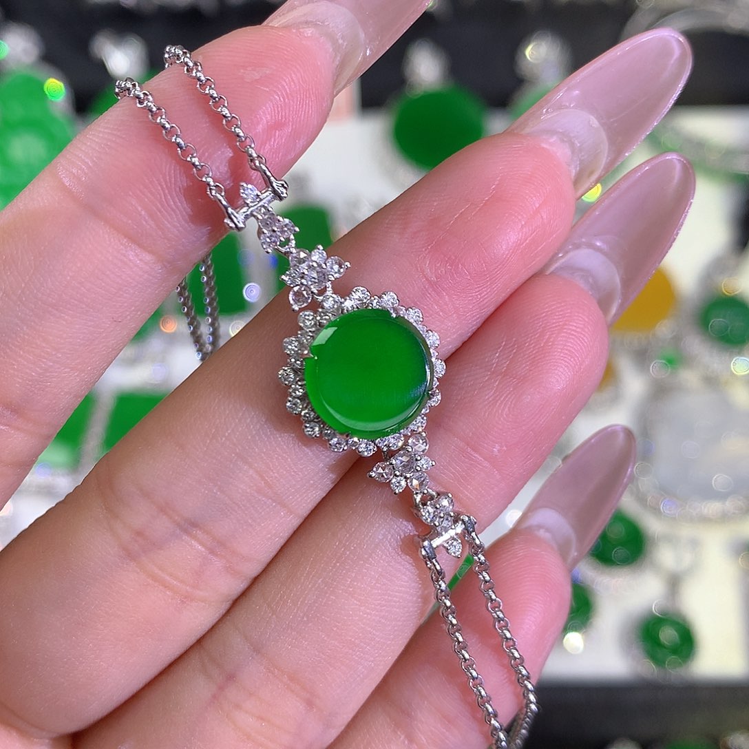 翡翠手链18K金镶嵌11111111