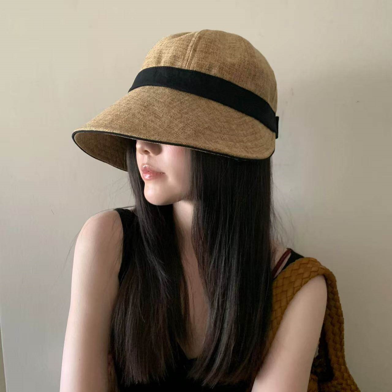 露丝同款防晒仿麻渔夫帽女款夏季大檐遮阳帽素颜百搭大头围太阳帽商品图