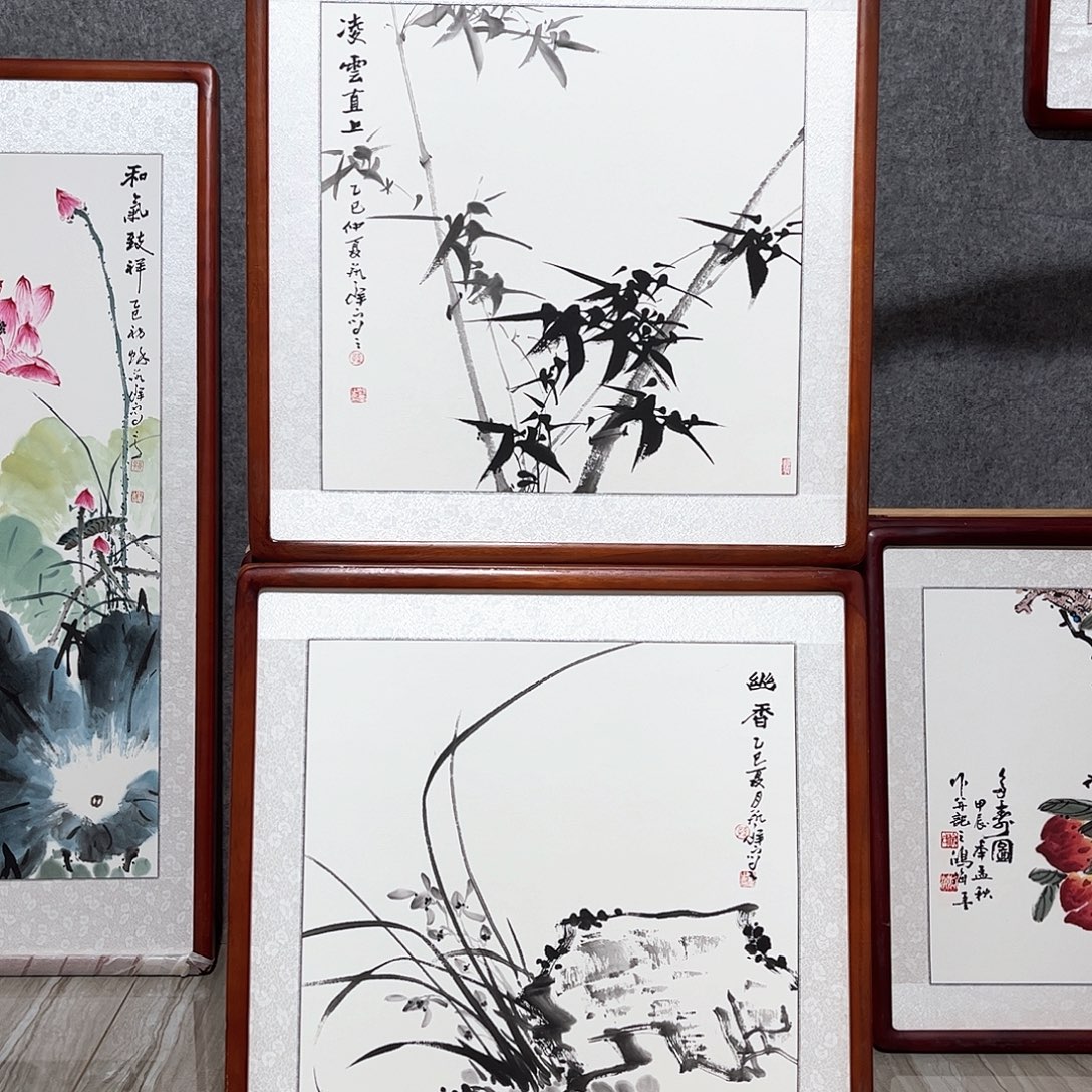 国画书画作品带框63×63