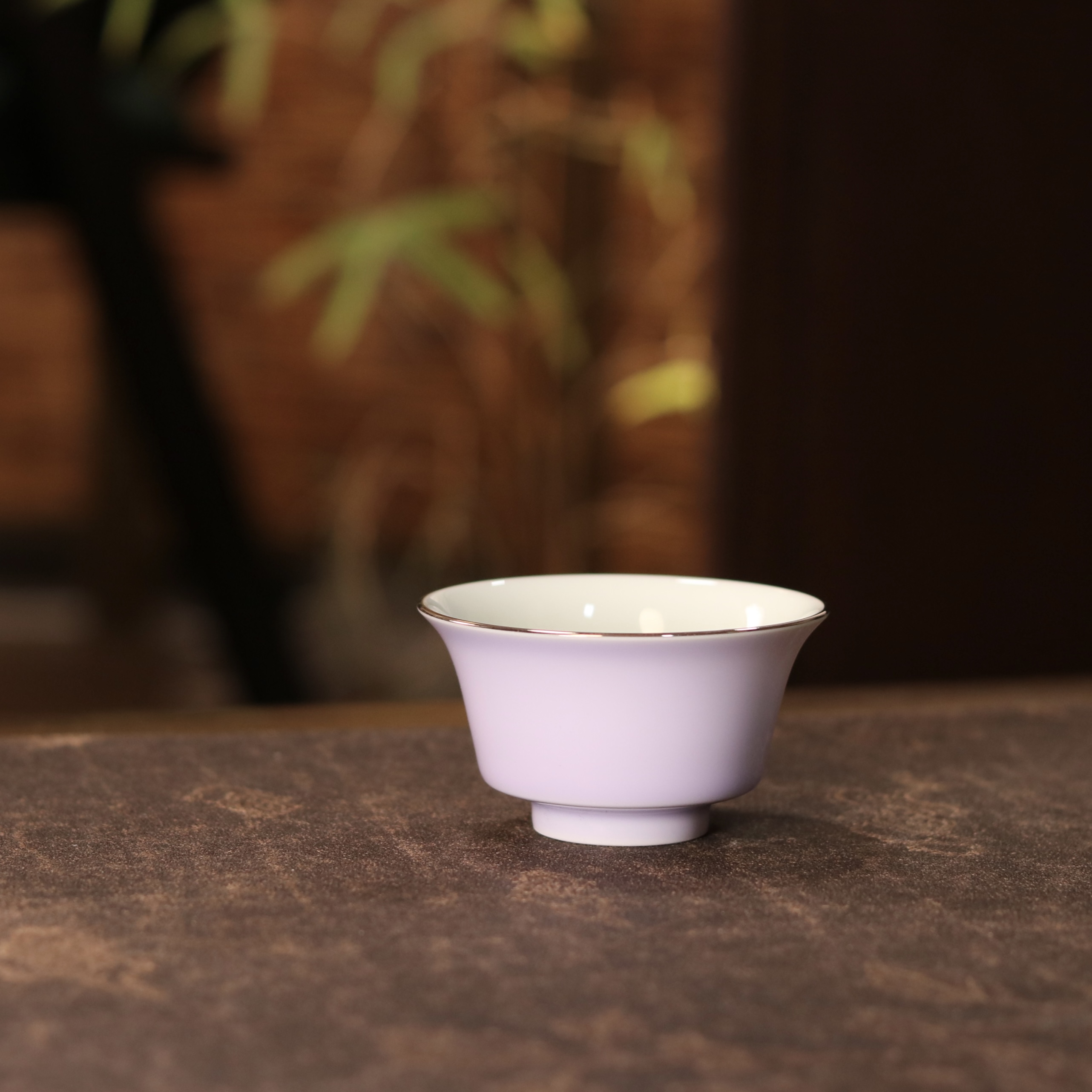 雨溪山房 景德镇原矿单色釉紫嫣马蹄主人杯茶杯 80cc