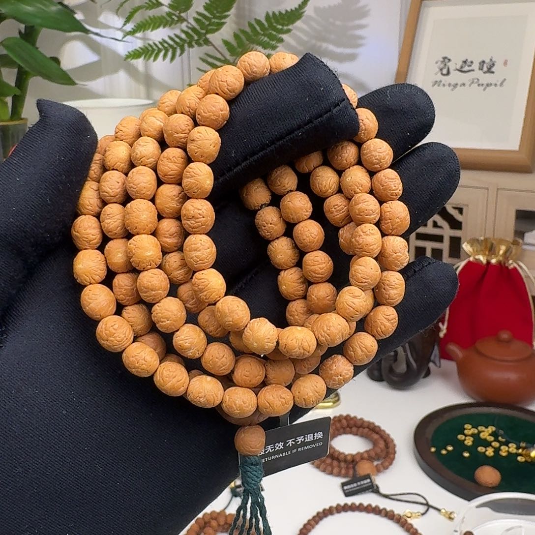 龙脊菩提吊坠酸枣核-异形凤眼108长串