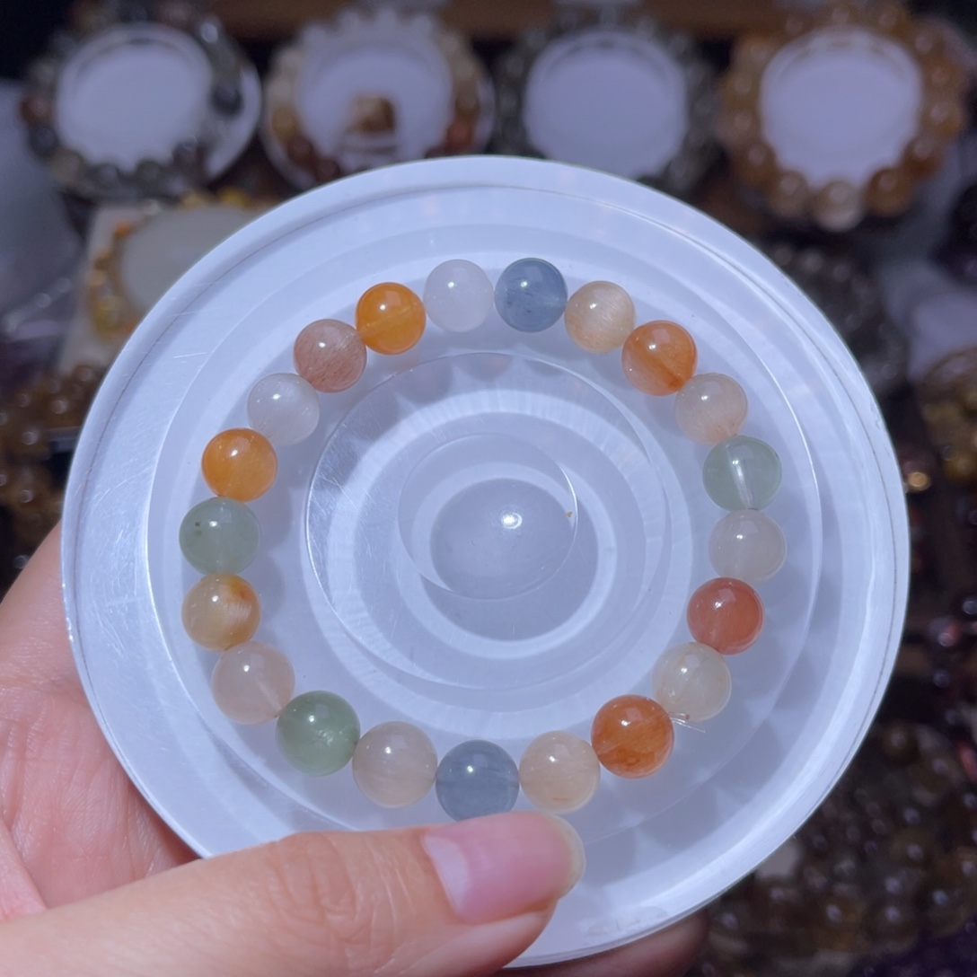 水晶手串未镶嵌彩兔毛