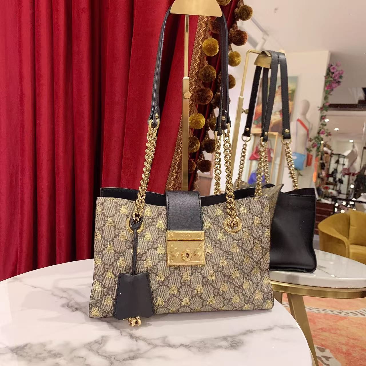 95新 GUCCI/古驰 padlock小号老花单肩包/79687339