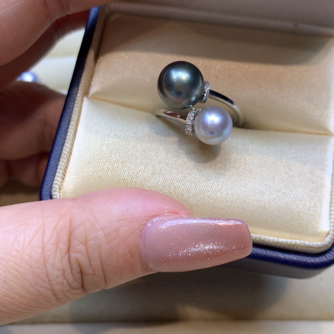 银S925镶嵌戒指海水珍珠