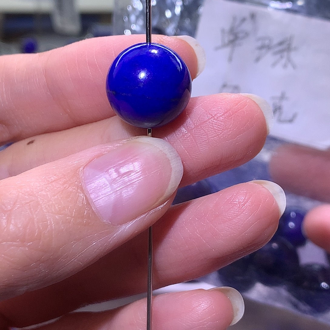 ****️青金石未镶嵌天然原矿A货单珠14.3m