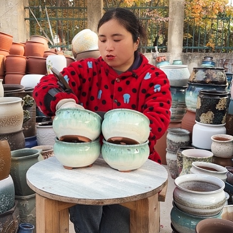 口16高10瑕疵四个盆 