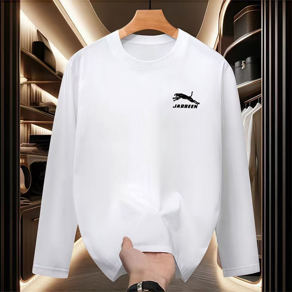 新款春秋长袖T恤男士秋衣大码潮流美式上衣男圆领休闲打底衫男