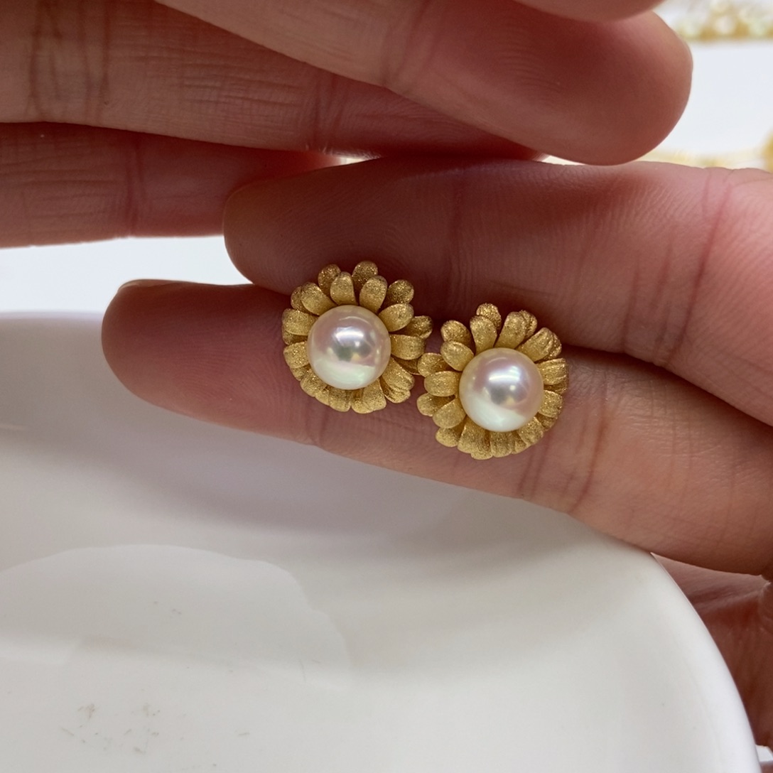 淡水珍珠耳饰银S925镶嵌