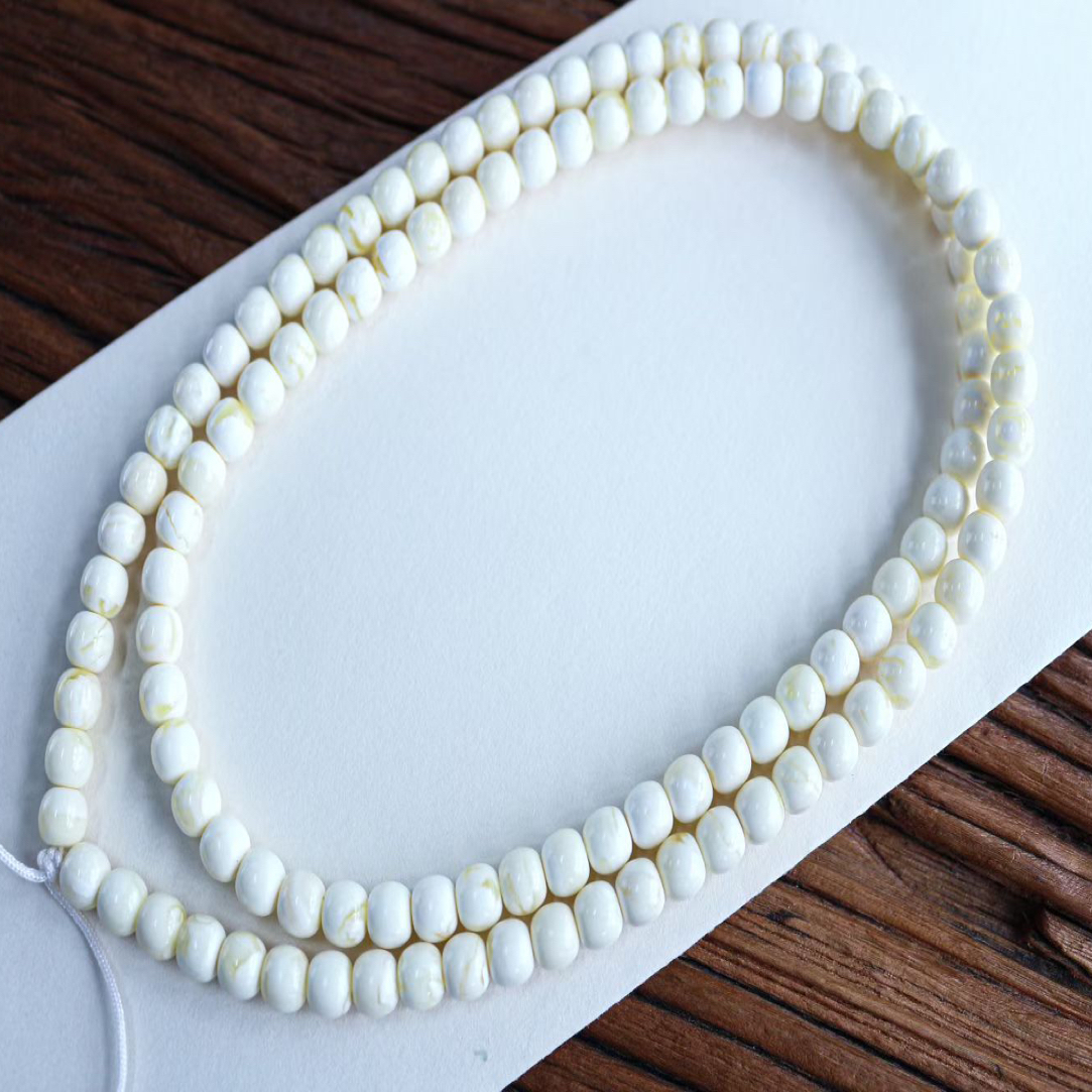 7mm俄料漆白高桩老型珠链子，品质完美蜡质浓郁饱满瓷釉级22.58克