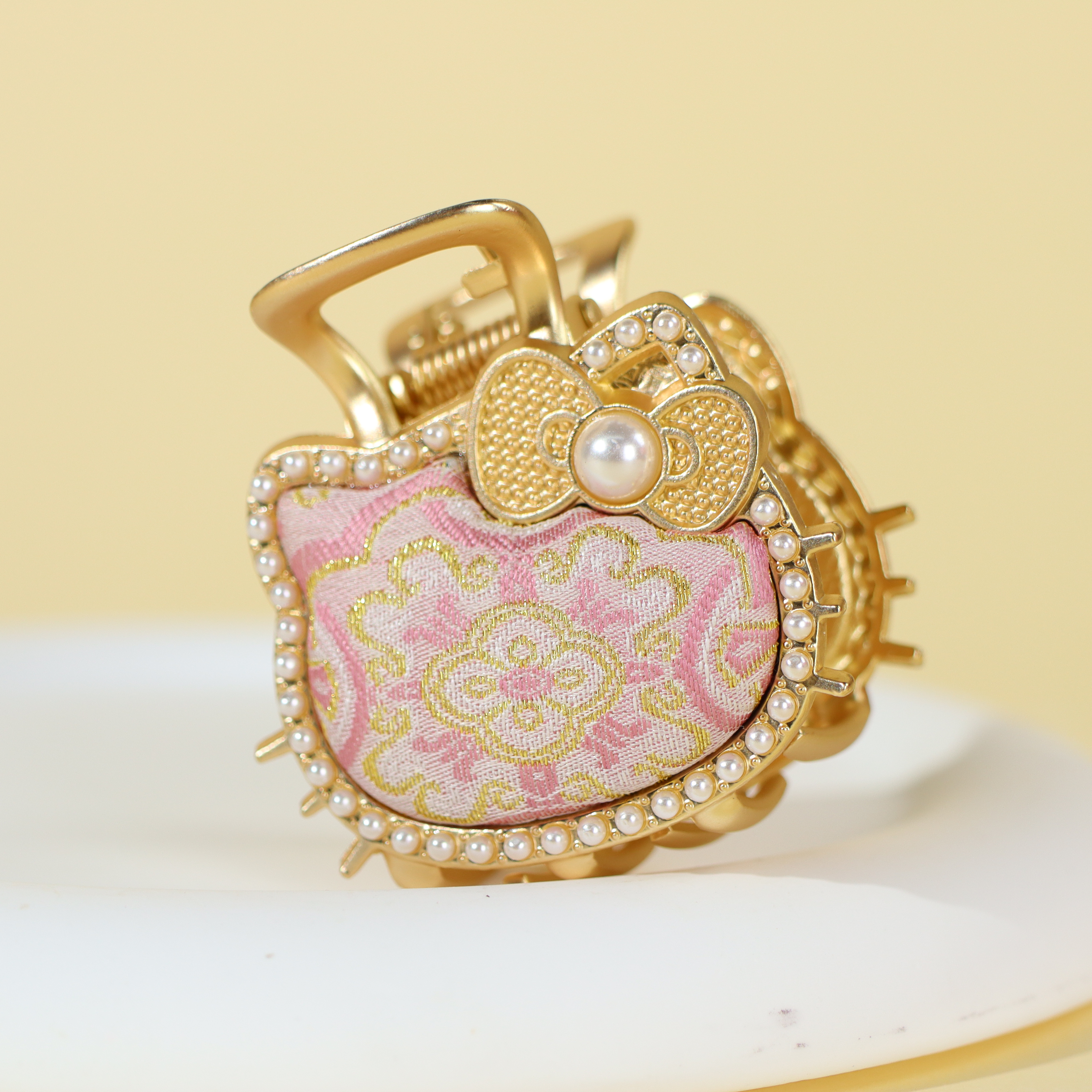 【粉定胜】非遗宋锦粉定胜纹HelloKitty小猫抓夹