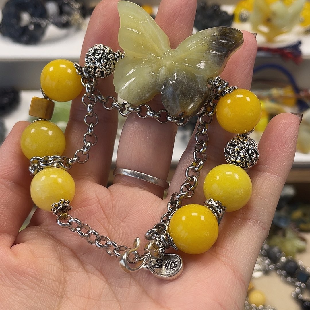 蛇纹石玉合金颈饰