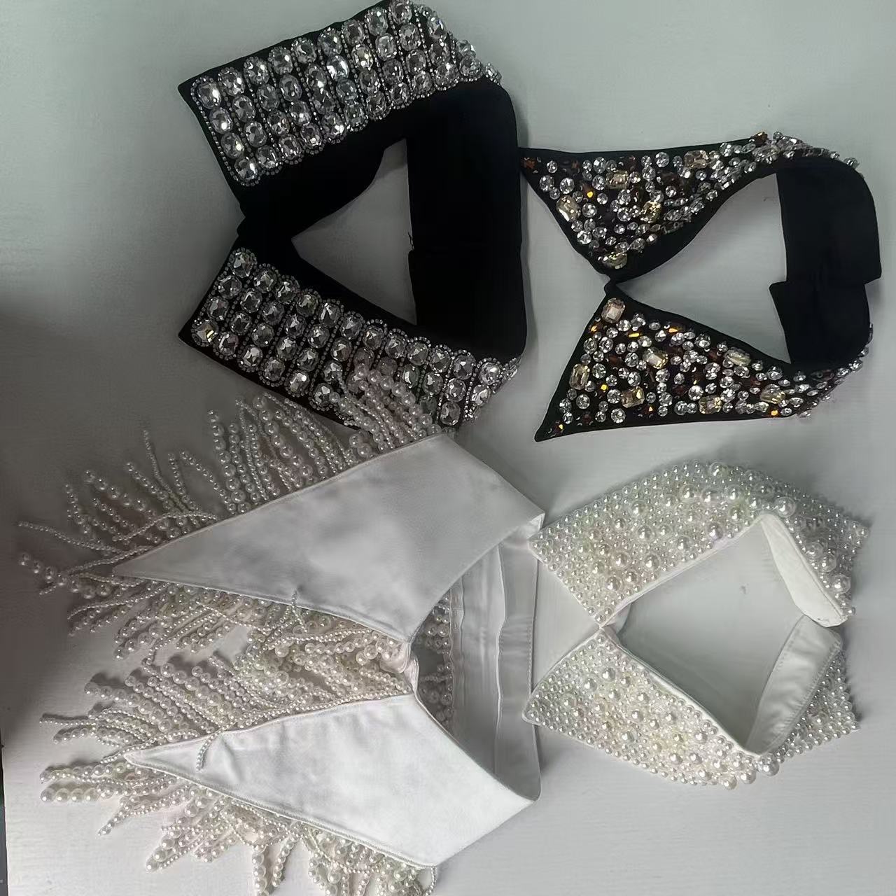 复古重工钉珠假领花韩版服装配饰9002