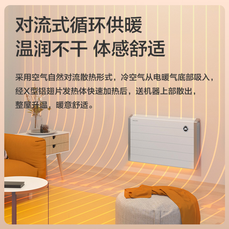 Philips/飞利浦取暖器家用暖风机大面积电暖器对流式电暖气片壁挂