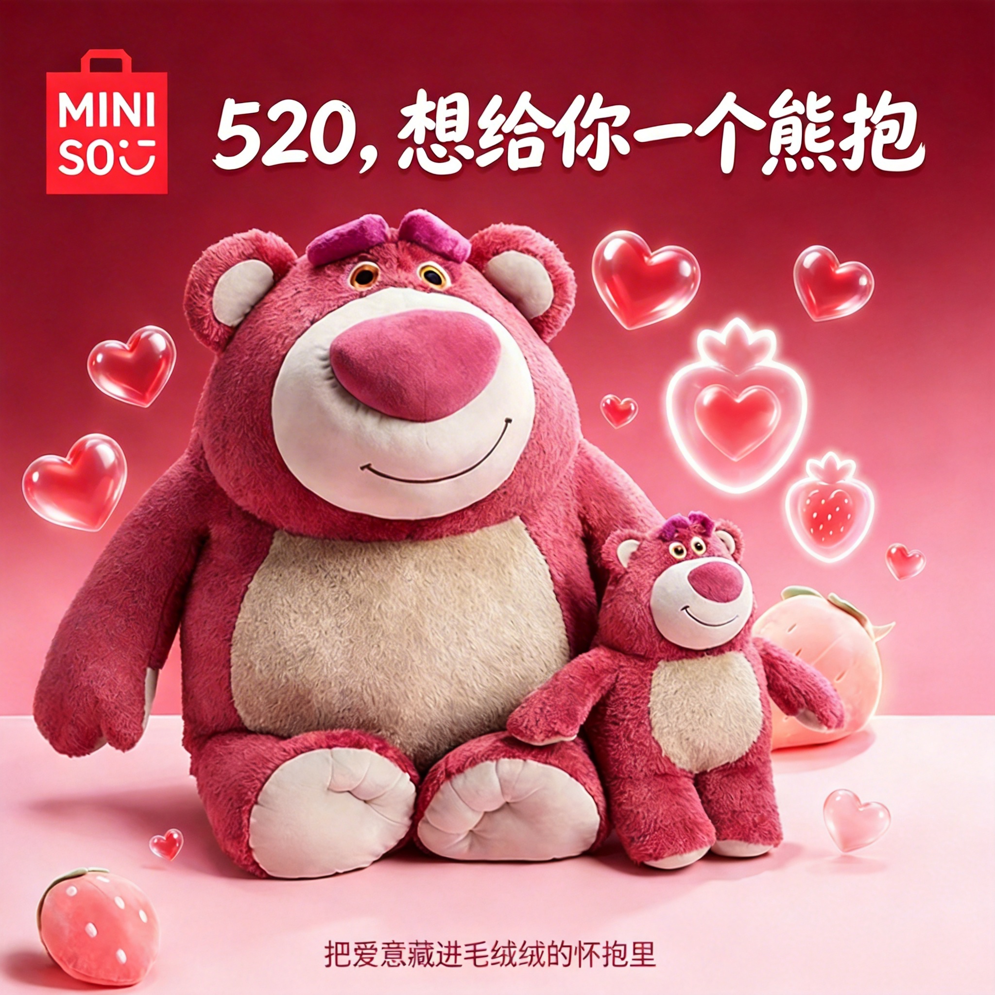 【520礼物】名创优品迪士尼草莓熊毛绒公仔可爱玩偶娃娃礼物送女生商品图