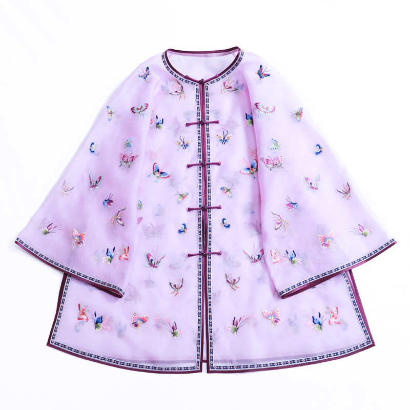 「彩蝶轻纱」乐锦坊复古中国风原创日常百搭设计感刺绣汉服女装上衣