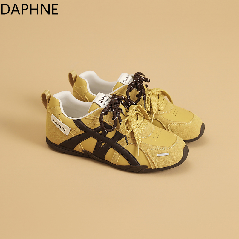 Daphne/达芙妮琥珀流光风厚底德训鞋2025秋季红色女鞋复古休闲鞋