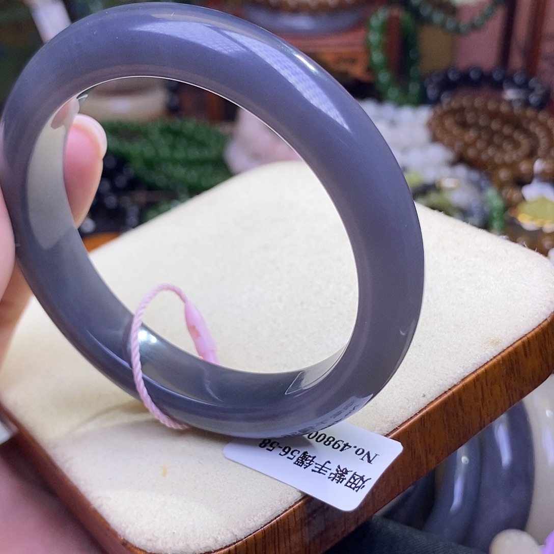 和田玉未镶嵌颈饰浓烟紫老矿料手镯56.5