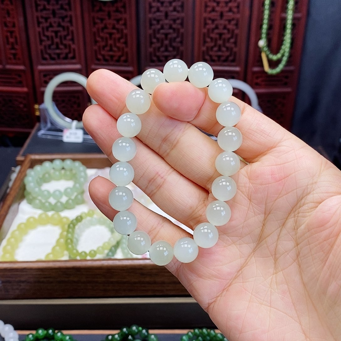 和田玉手串未镶嵌白玉10