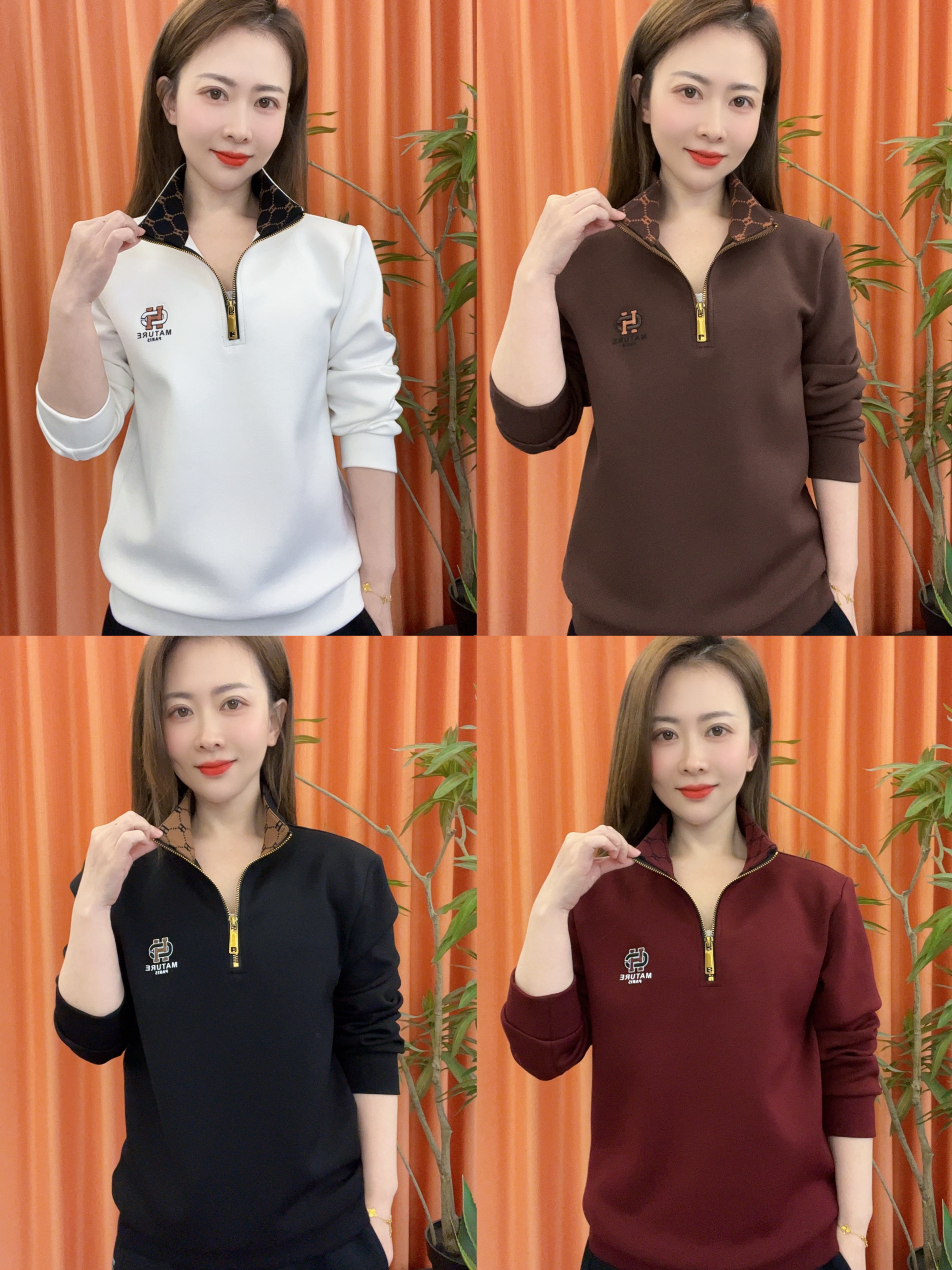 【亚琴男装】2025时尚潮流男士冬季日常百搭轻奢加绒加厚半拉链卫衣