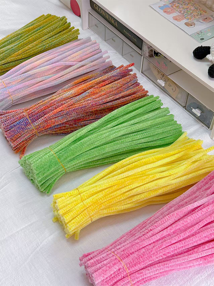 安绕特密扭扭棒段染超密加绒毛条手工编织diy花束材料包儿童益智