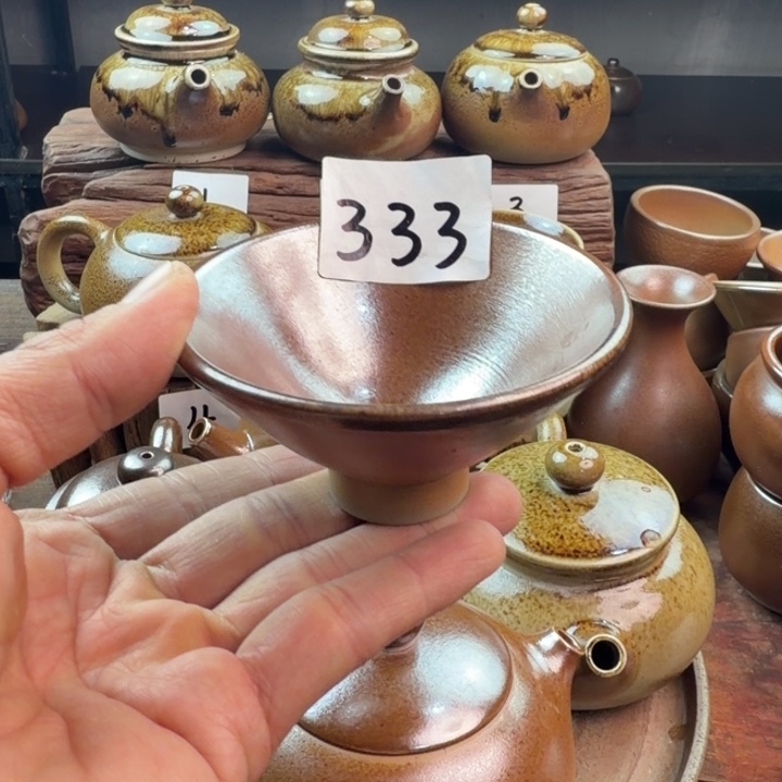 建水紫陶白泥柴烧杯