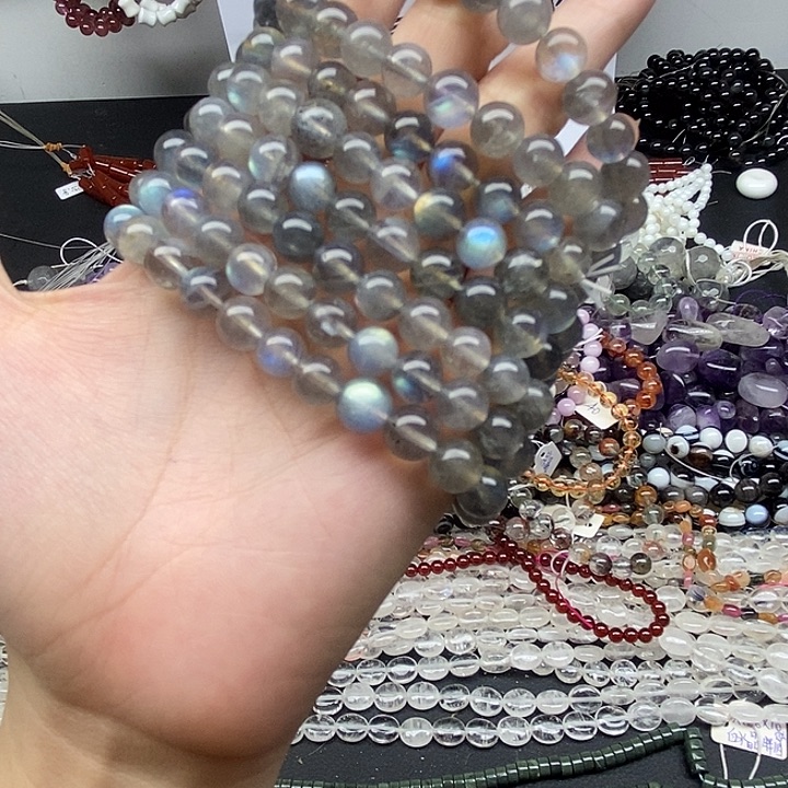 合金手链玛瑙/玉髓一条8mm透体灰月光手链