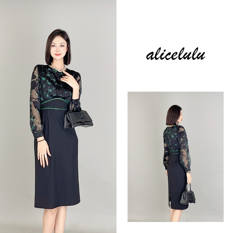 2 alicelulu“美人如玉”连衣裙 优雅烧花 时髦拼接 S2138913W