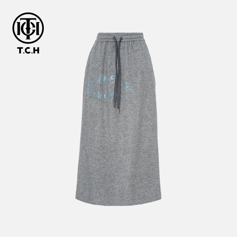 年终大促-TCH私服秋冬氛围感烫钻时尚淑女灰色半身裙T75D22E5001X