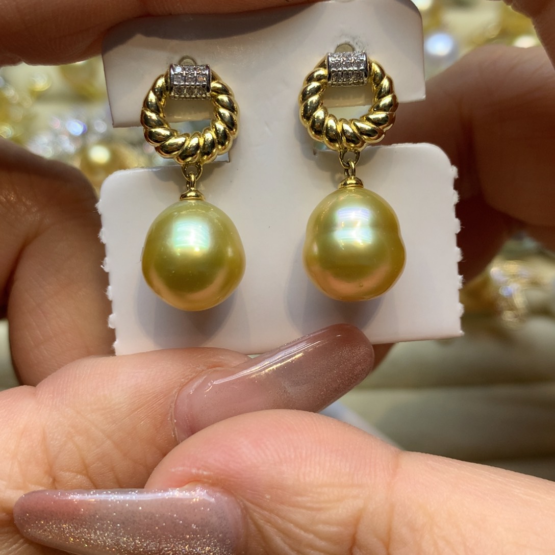 银S925镶嵌耳饰海水珍珠