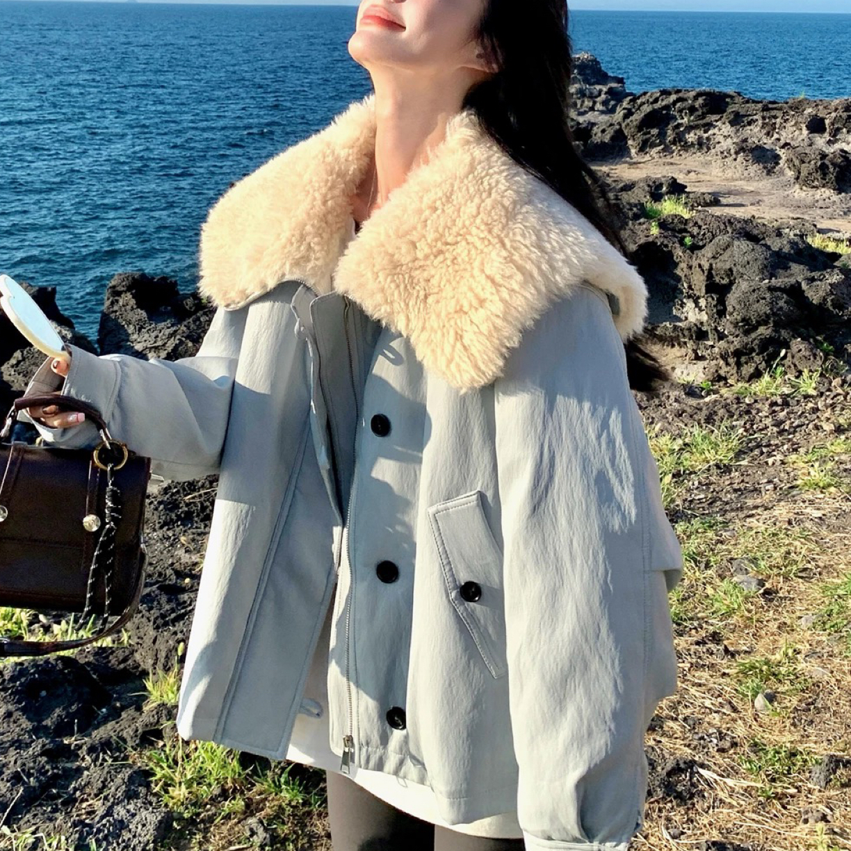 2515大翻领加厚外套