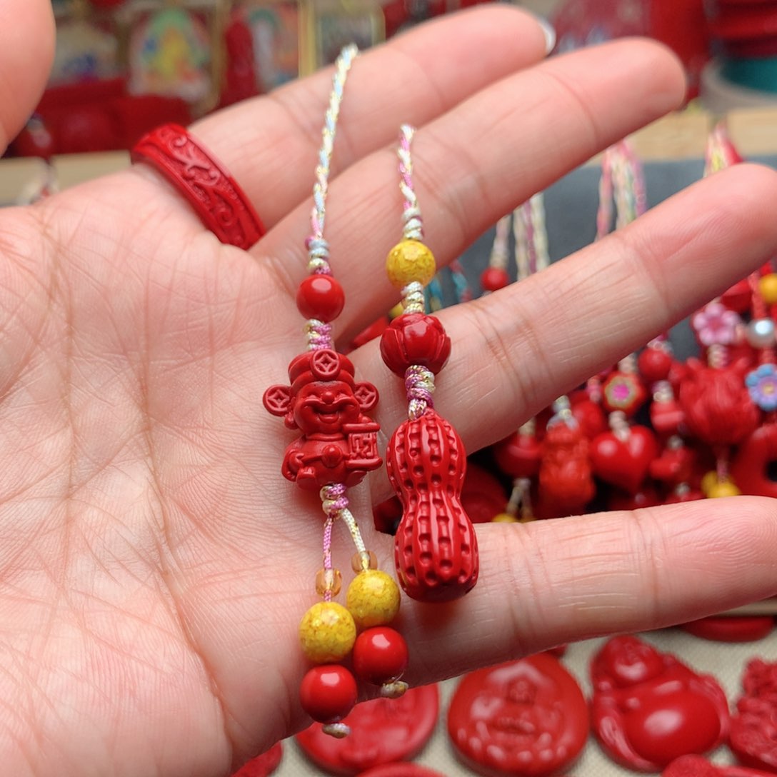 天然辰砂工艺品朱砂手机坠