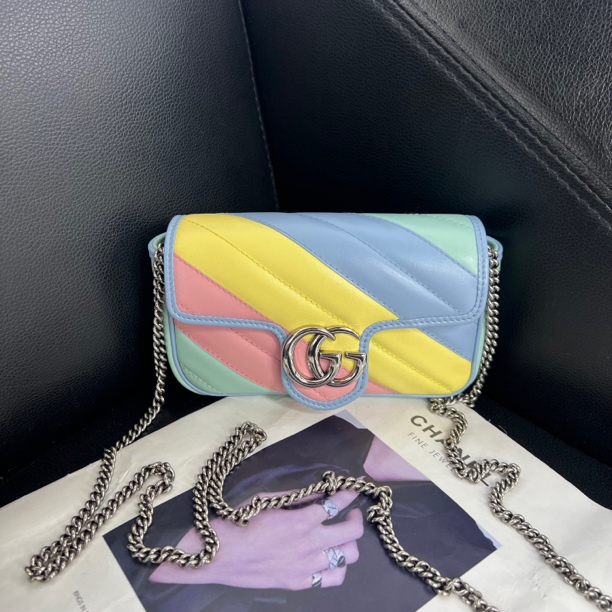 95新 GUCCI/古驰 捐金沉珠/ 彩虹马蒙mini单肩