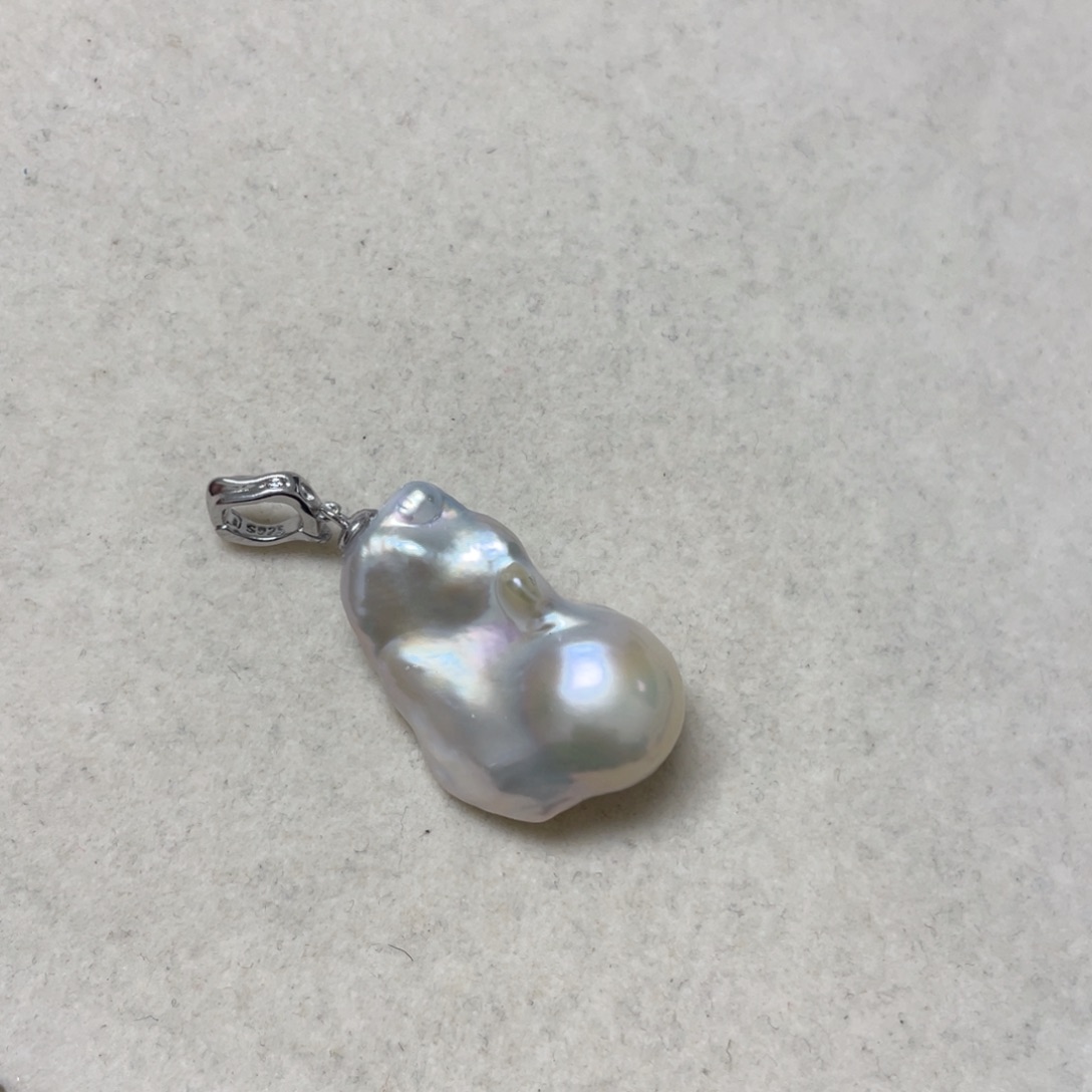 淡水珍珠吊坠(不含链)银S925镶嵌