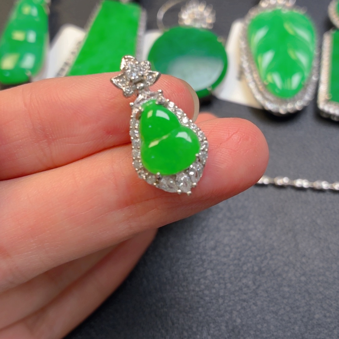 翡翠银S925镶嵌吊坠(不含链)