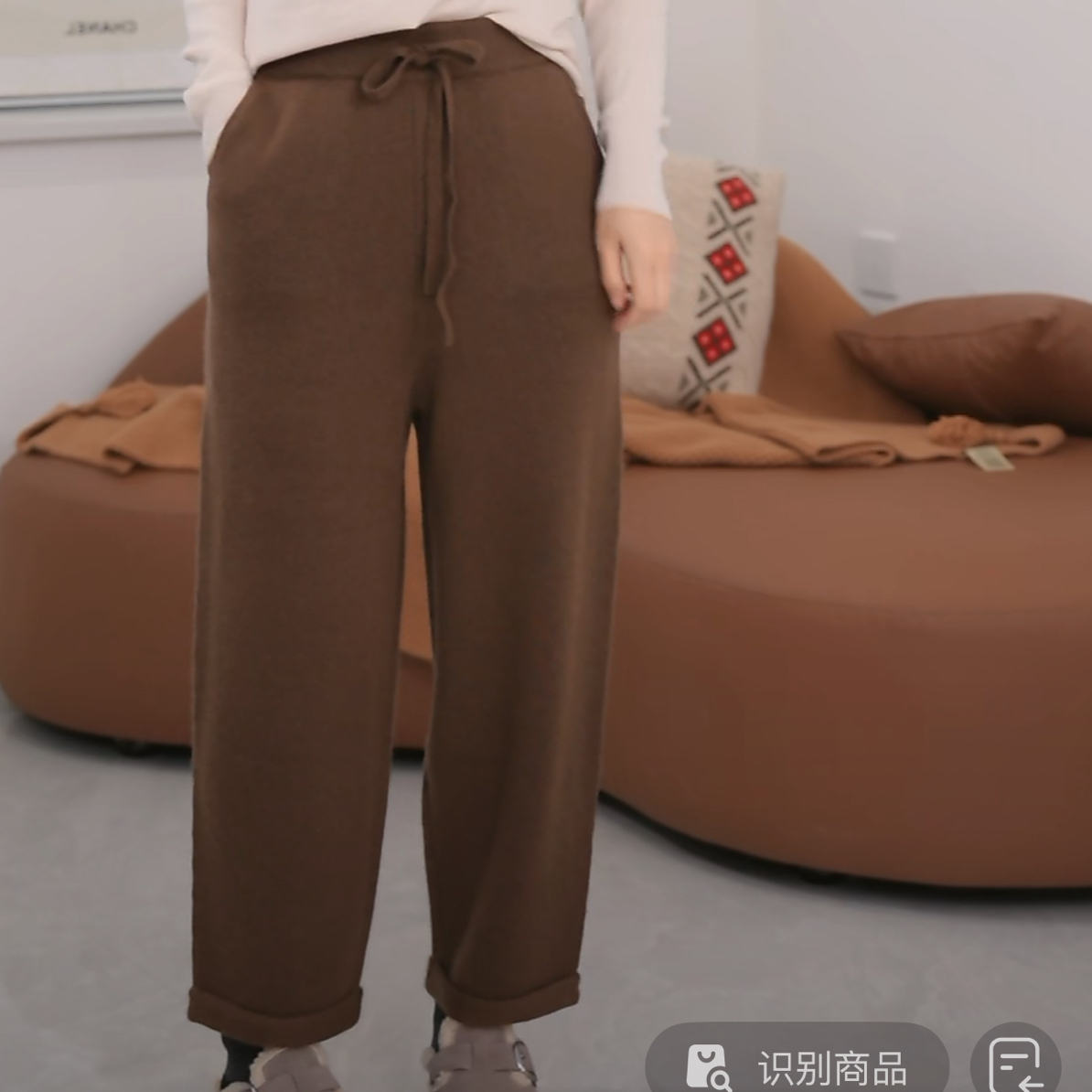 纯山羊绒加厚八分裤休闲裤