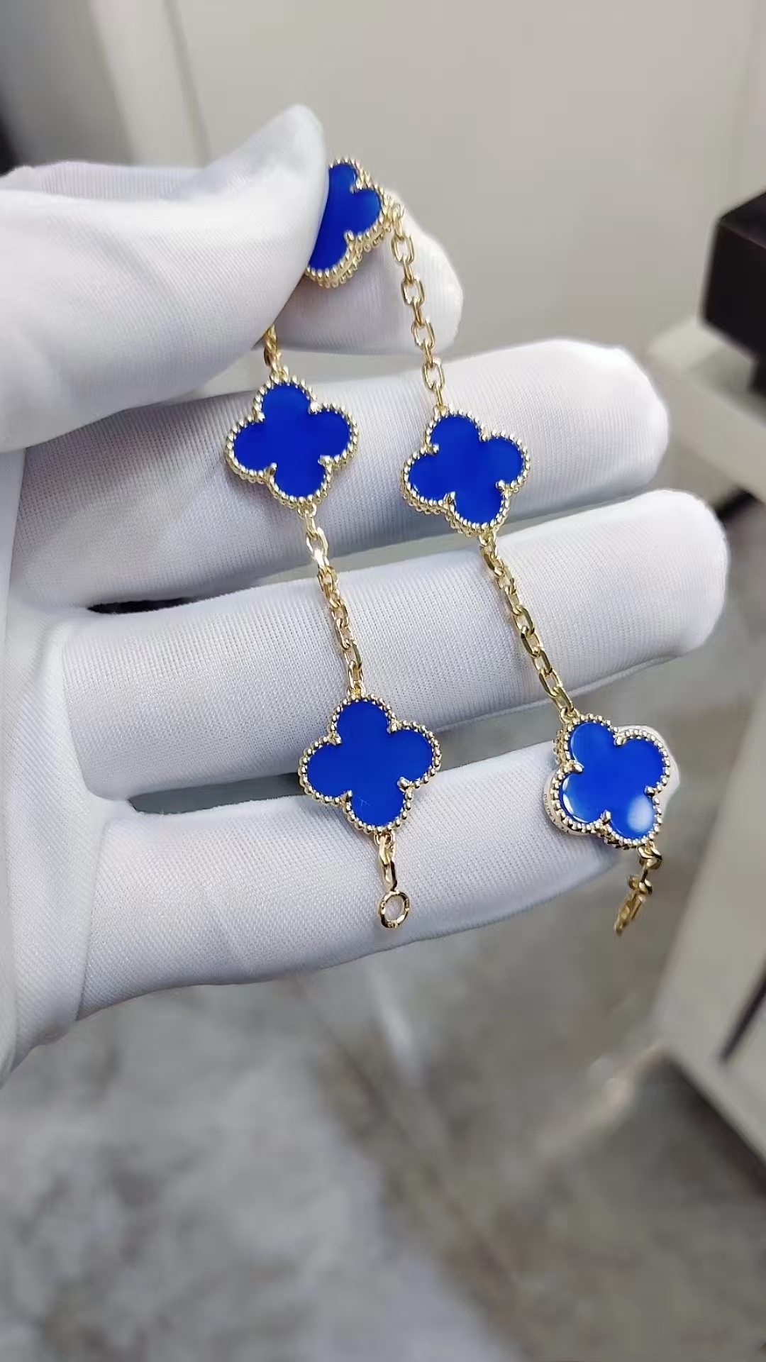 18K金五花蓝玉髓075实心链11.5克左右IOGH