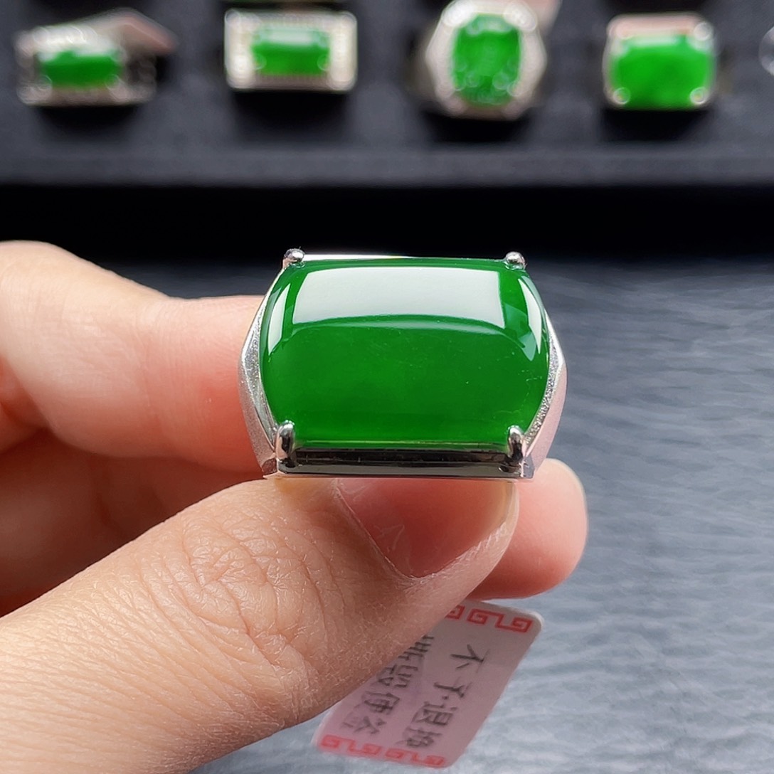 翡翠戒指银S925镶嵌天然a货翡翠2299