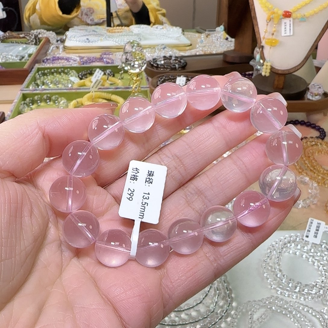 一****水晶手串未镶嵌天然粉水晶单圈