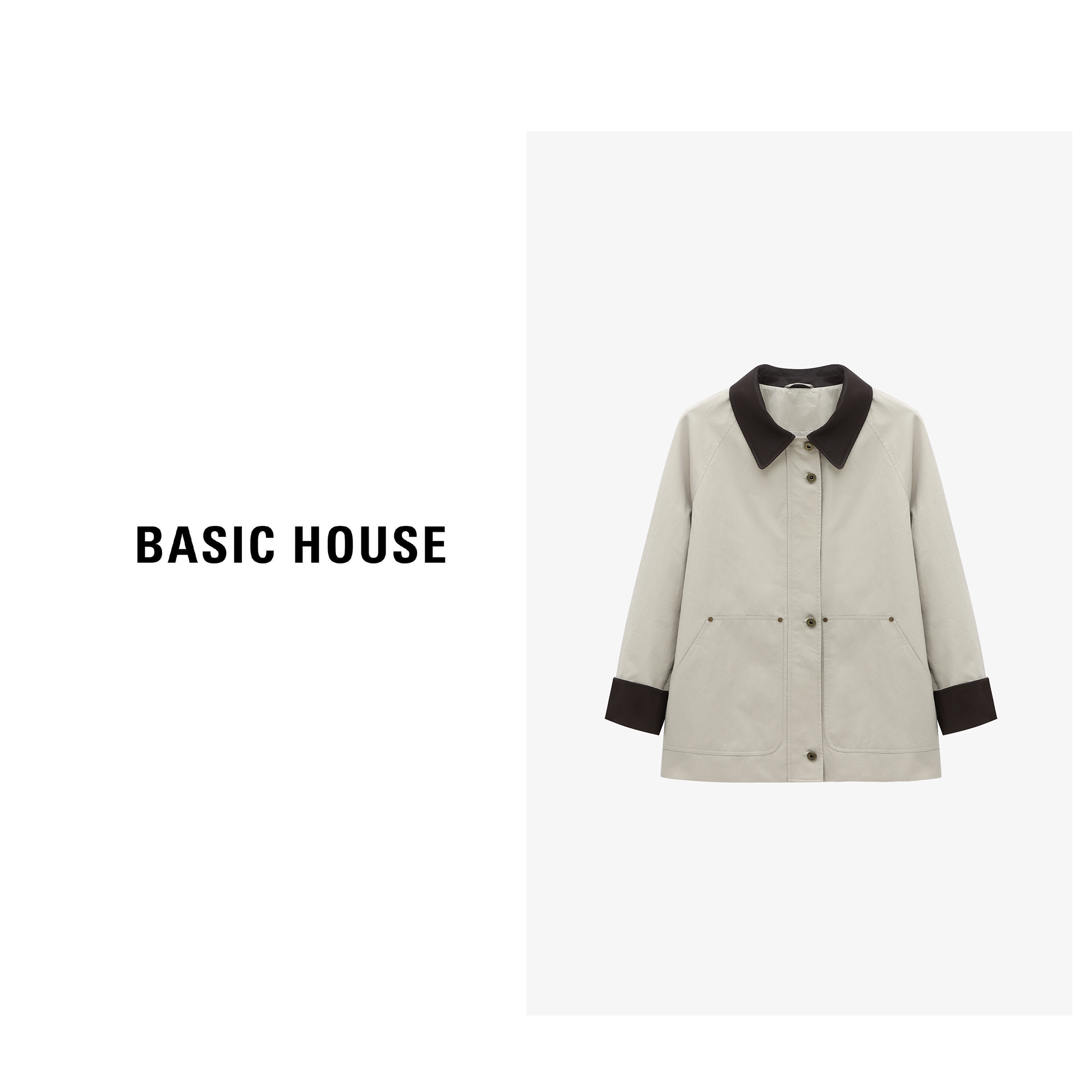 Basic House/百家好时尚休闲百搭宽松韩版气质风衣-B0625B5CYA2