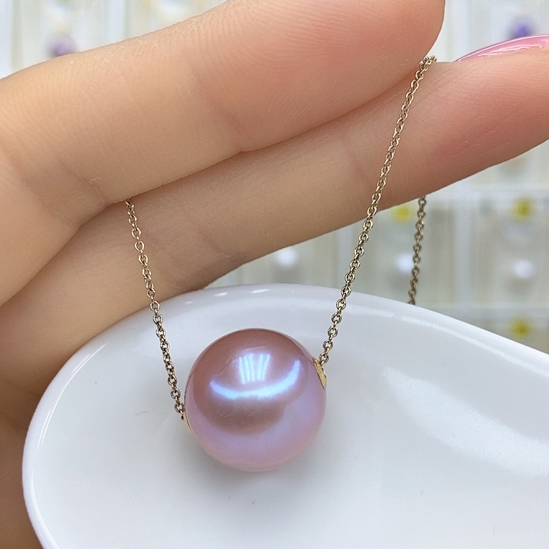 淡水珍珠18K金镶嵌吊坠(赠链)