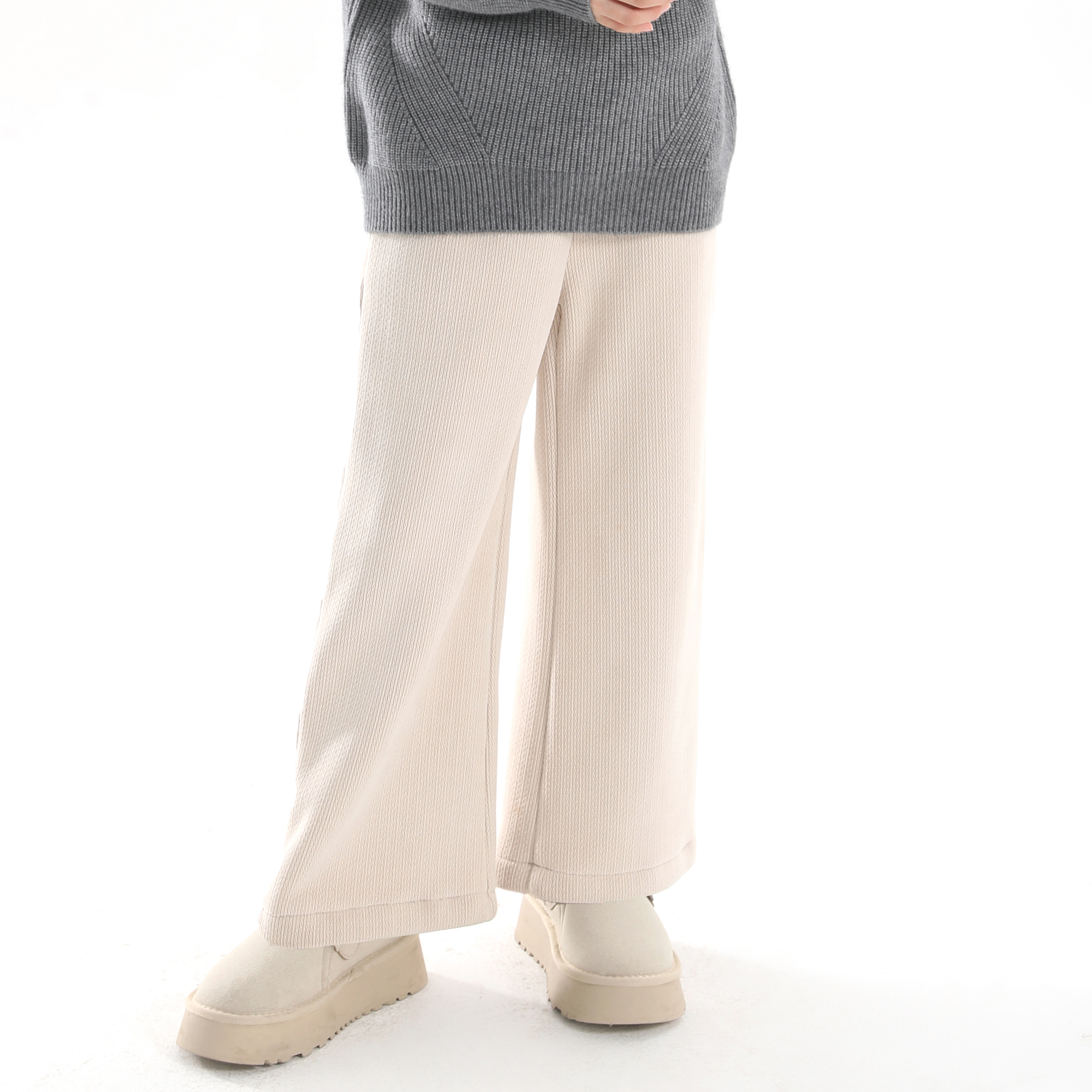 象小爸【休闲加绒直筒裤】25新款女童卫裤休闲中大童长裤宽松直筒