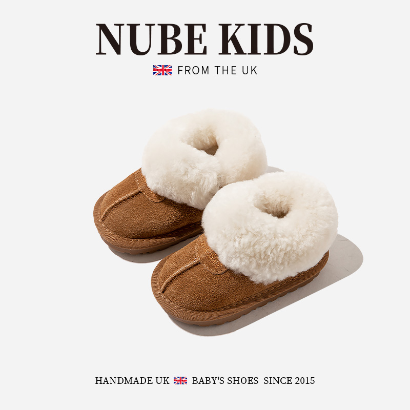 真皮英国NUBE童鞋女童雪地靴保暖冬季新款加绒加厚儿童靴48A826