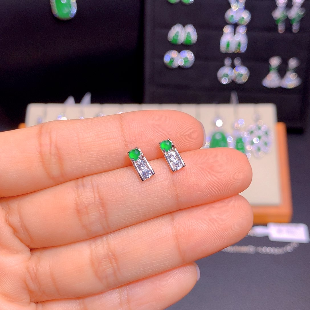 翡翠银S925镶嵌耳饰多样性