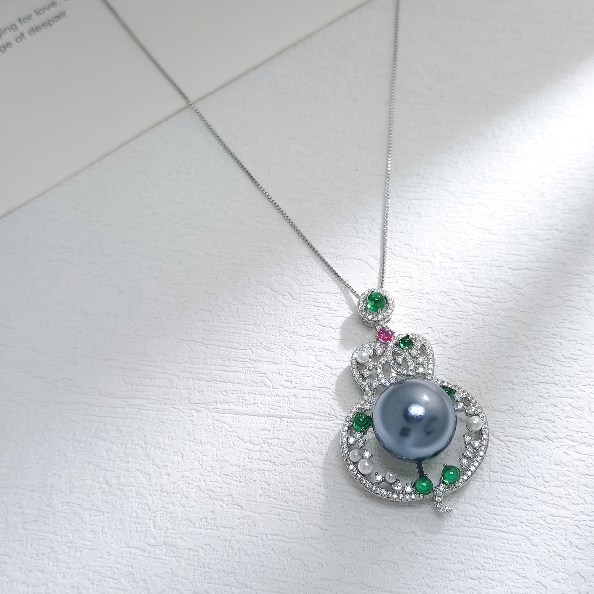 铜合金项链 VWHL-009760【蔓卷珠帘】项链高级感百搭设计欧美