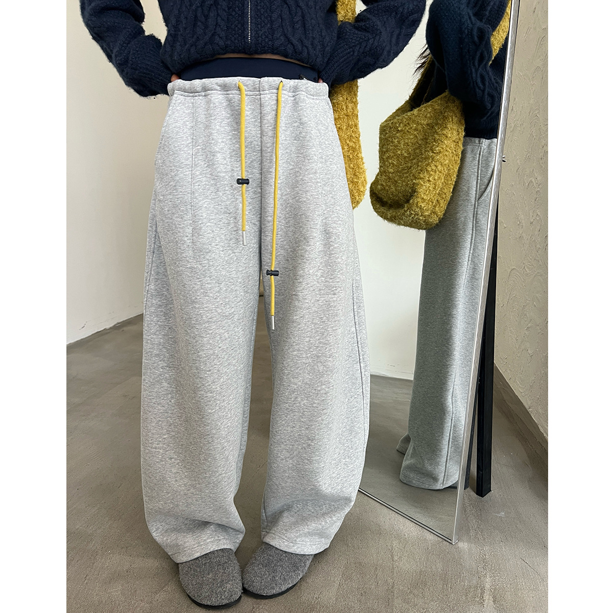 T台T-PLATFORM撞色腰头抽绳设计冬款休闲裤韩版显瘦卫裤83263