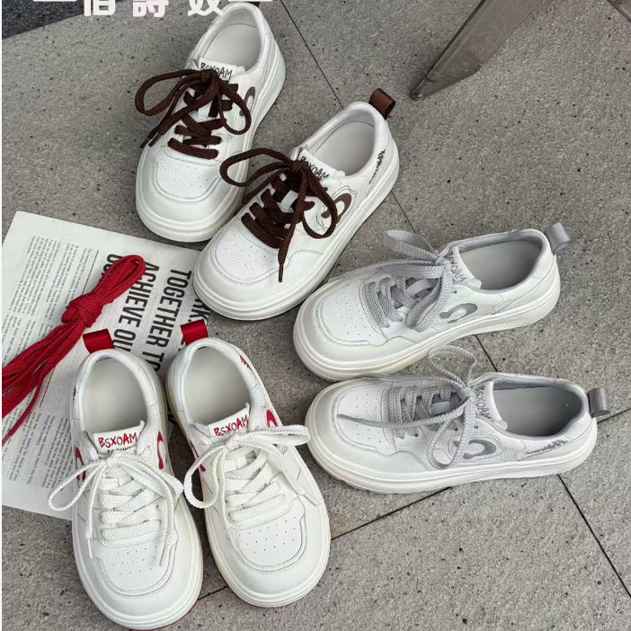 406542673时尚早秋新款2025厚底轻便时尚透气百搭圆头小白鞋女