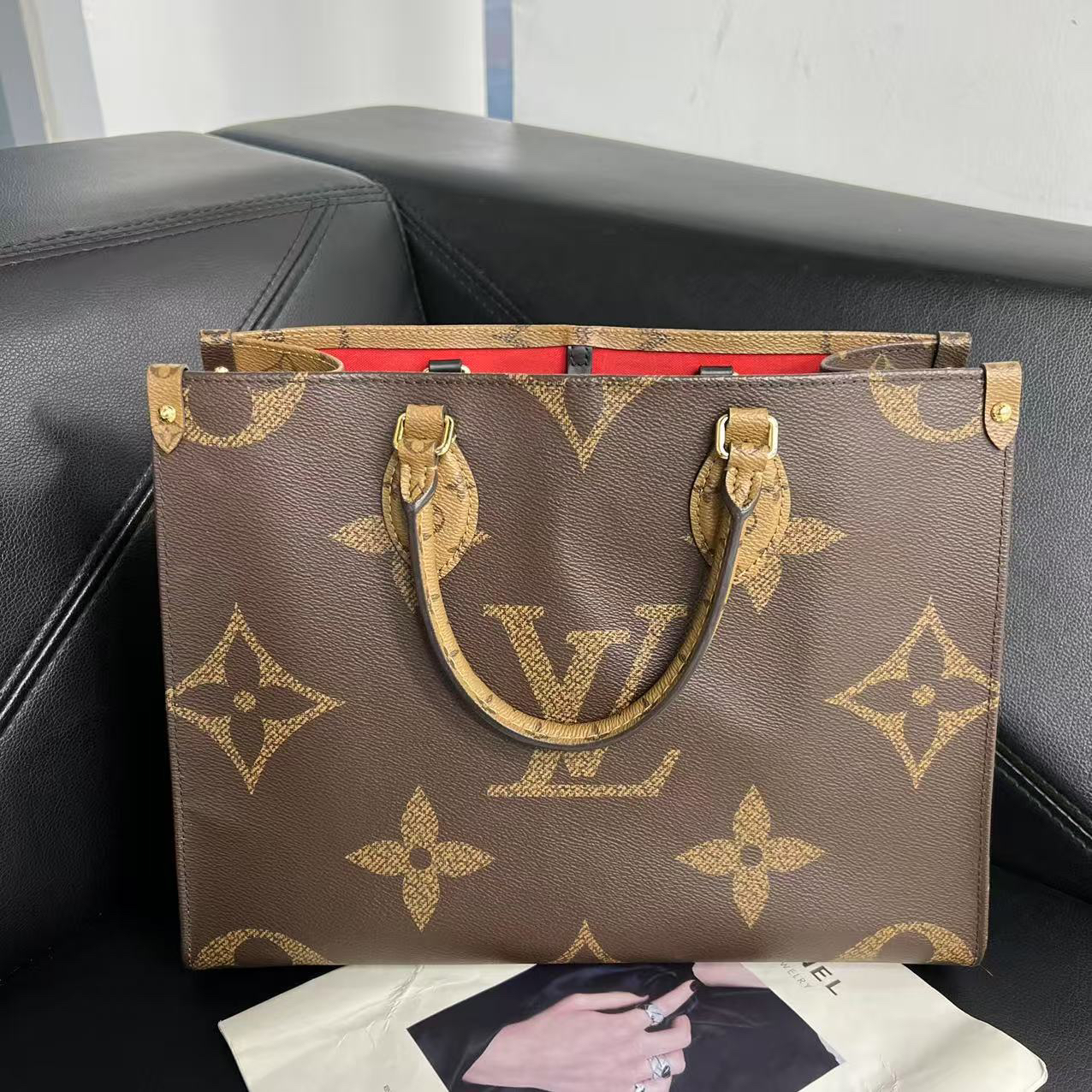 95新 LouisVuitton/路易威登 捐金沉珠/onthego中号/芯片款