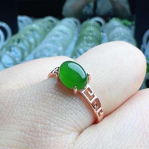 和田玉（碧玉）戒指银S925镶嵌